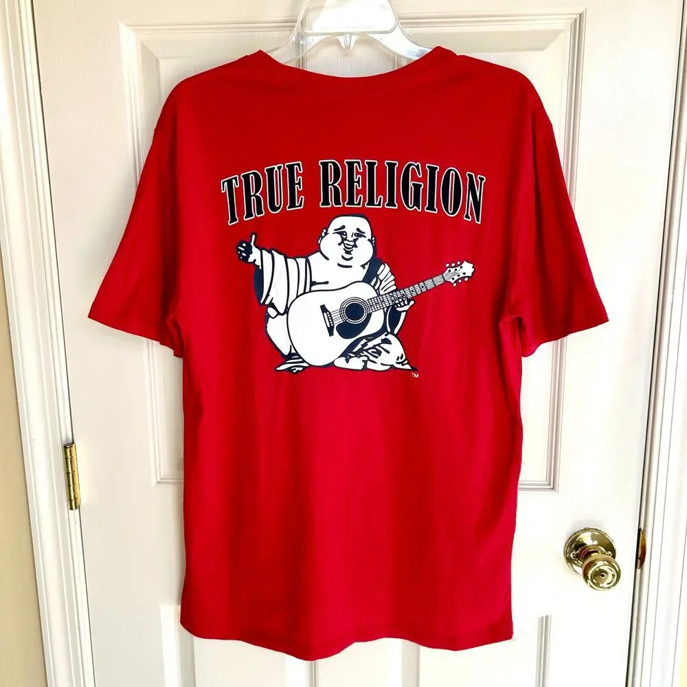 NWOT True Religion Men's Buddha and Velour Logo Short Sleeve Tee Men's Large